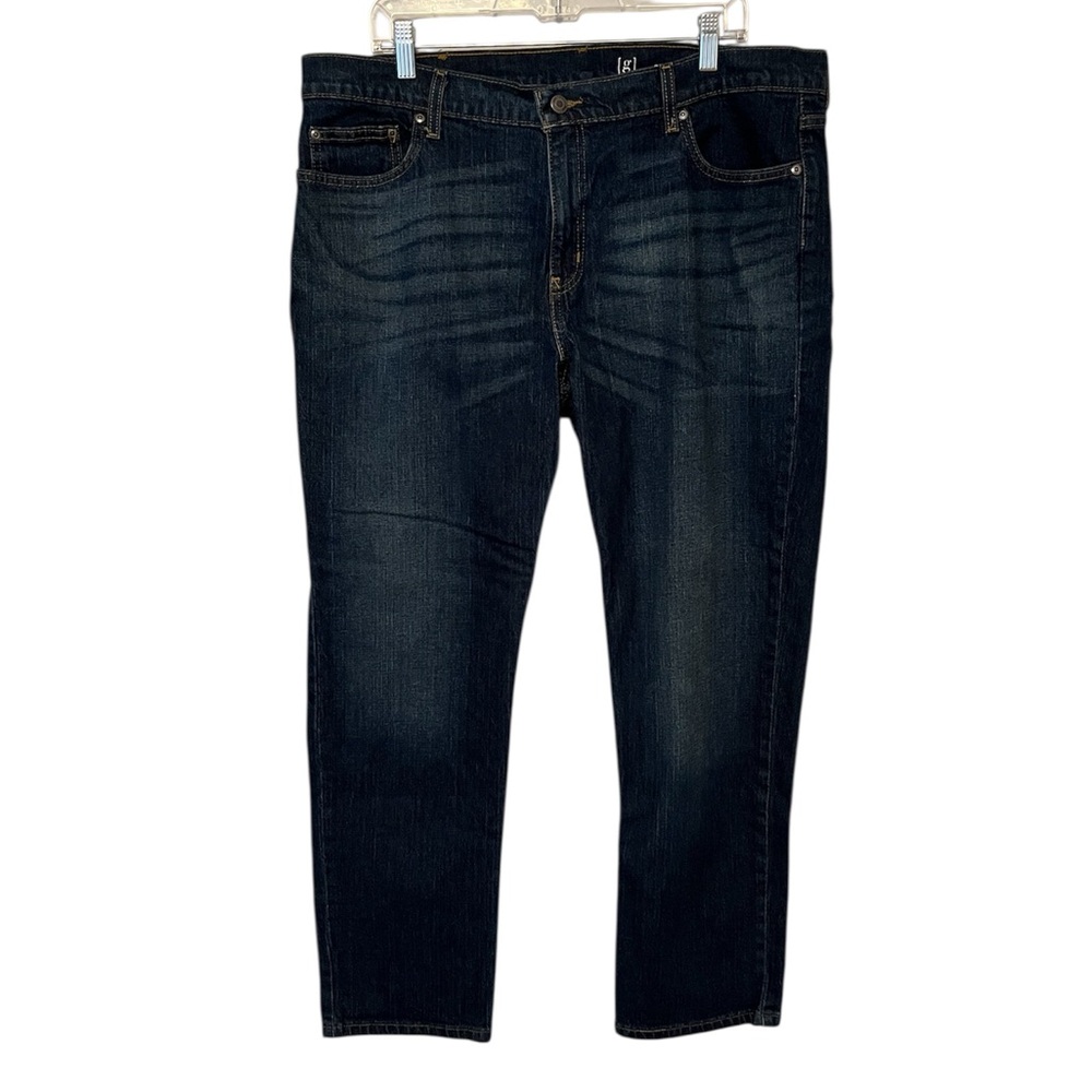 George Men's Slim Straight Leg Jeans Dark Wash Size 38x30 Whiskered